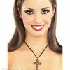Red Gothic Cross Necklace