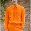 Orange Ruffled Tuxedo Shirt