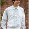 Blue Ruffled Tuxedo Shirt
